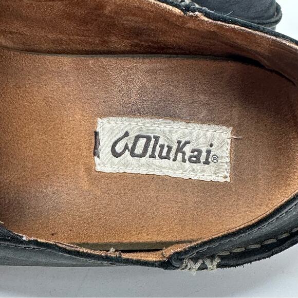 OluKai Moloa Slip On Loafer Black Leather Grip Sole Shoe main image 12